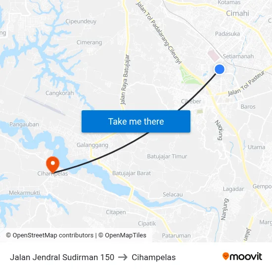 Jalan Jendral Sudirman 150 to Cihampelas map