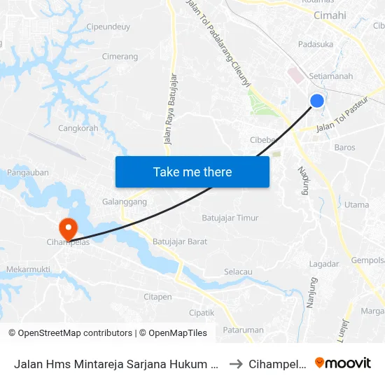 Jalan Hms Mintareja Sarjana Hukum 234 to Cihampelas map