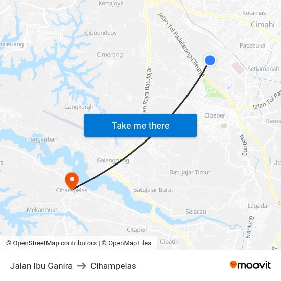 Jalan Ibu Ganira to Cihampelas map