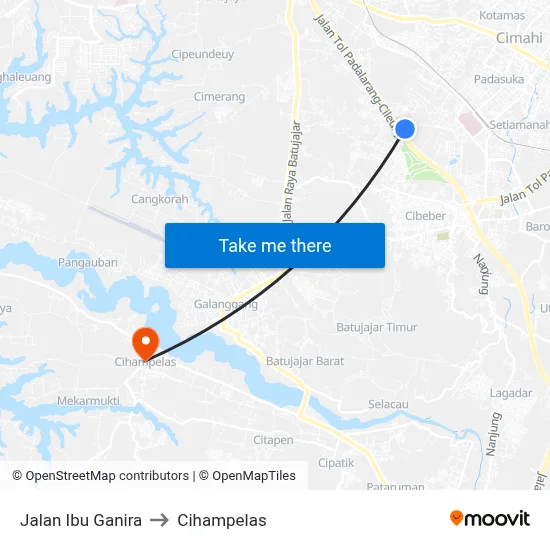 Jalan Ibu Ganira to Cihampelas map