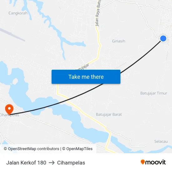 Jalan Kerkof 180 to Cihampelas map