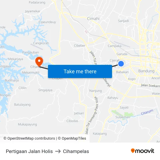 Pertigaan Jalan Holis to Cihampelas map