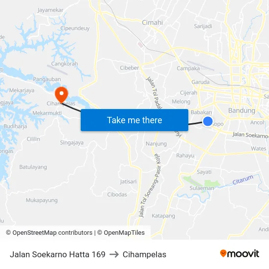 Jalan Soekarno Hatta 169 to Cihampelas map