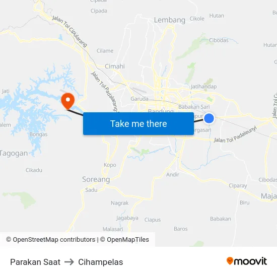 Parakan Saat to Cihampelas map