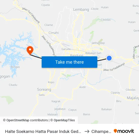 Halte Soekarno Hatta Pasar Induk Gede Bage to Cihampelas map