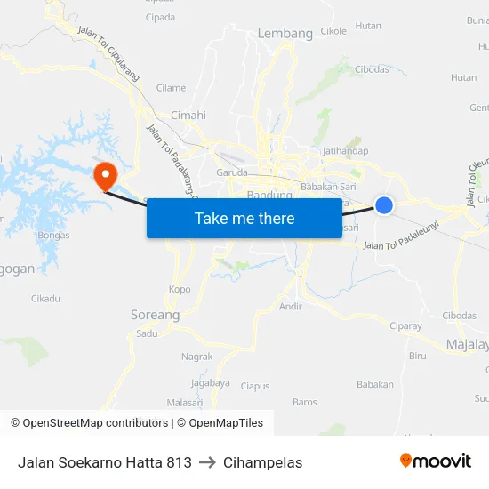Jalan Soekarno Hatta 813 to Cihampelas map