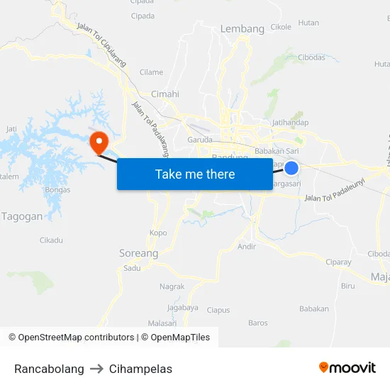 Rancabolang to Cihampelas map