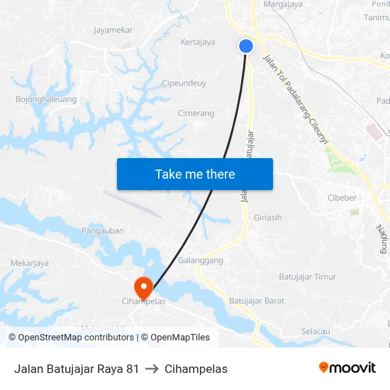 Jalan Batujajar Raya 81 to Cihampelas map