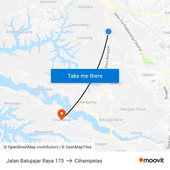 Jalan Batujajar Raya 175 to Cihampelas map