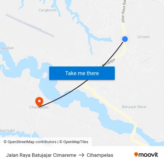 Jalan Raya Batujajar Cimareme to Cihampelas map