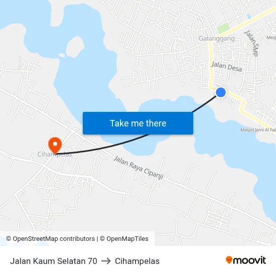Jalan Kaum Selatan 70 to Cihampelas map