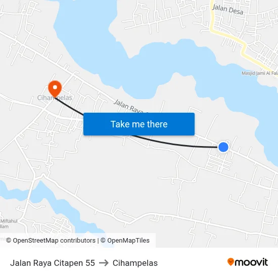 Jalan Raya Citapen 55 to Cihampelas map