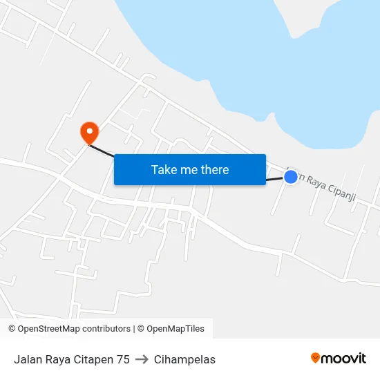 Jalan Raya Citapen 75 to Cihampelas map