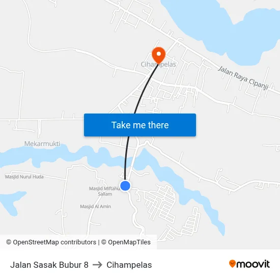 Jalan Sasak Bubur 8 to Cihampelas map