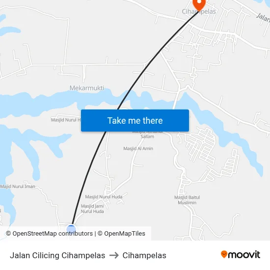 Jalan Cilicing Cihampelas to Cihampelas map