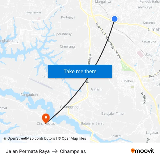 Jalan Permata Raya to Cihampelas map