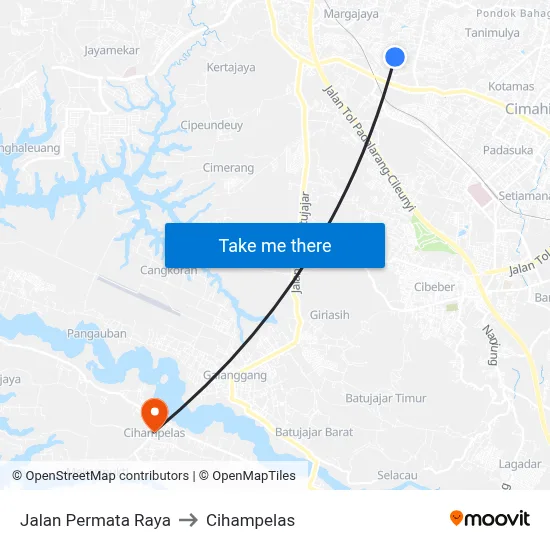 Jalan Permata Raya to Cihampelas map