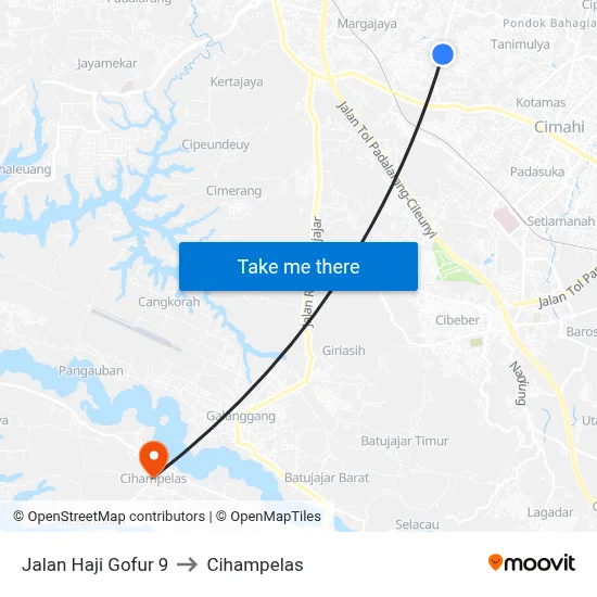 Jalan Haji Gofur 9 to Cihampelas map