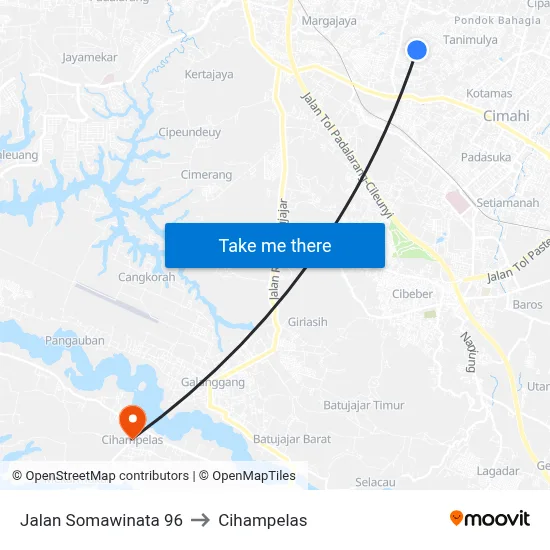 Jalan Somawinata 96 to Cihampelas map