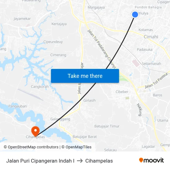 Jalan Puri Cipangeran Indah I to Cihampelas map