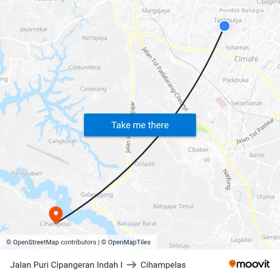 Jalan Puri Cipangeran Indah I to Cihampelas map