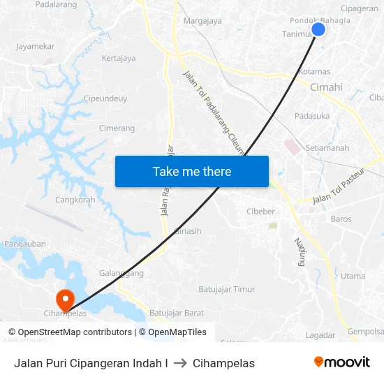 Jalan Puri Cipangeran Indah I to Cihampelas map