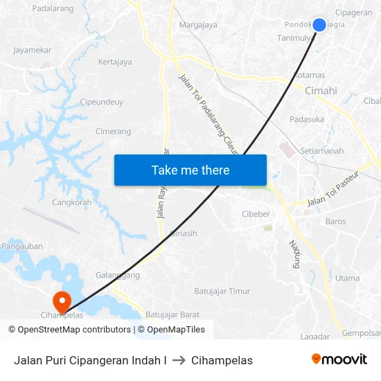 Jalan Puri Cipangeran Indah I to Cihampelas map