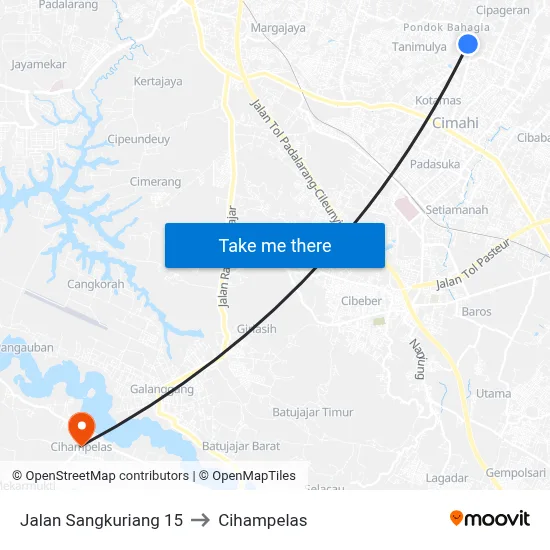 Jalan Sangkuriang 15 to Cihampelas map