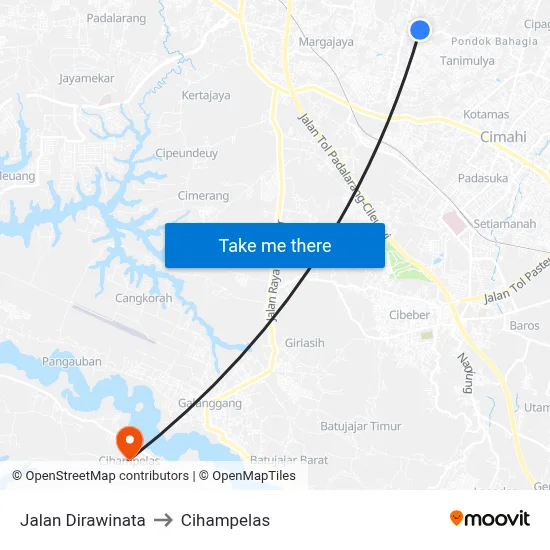 Jalan Dirawinata to Cihampelas map