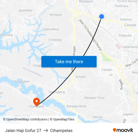 Jalan Haji Gofur 27 to Cihampelas map
