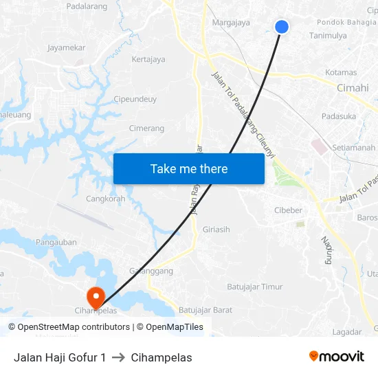 Jalan Haji Gofur 1 to Cihampelas map