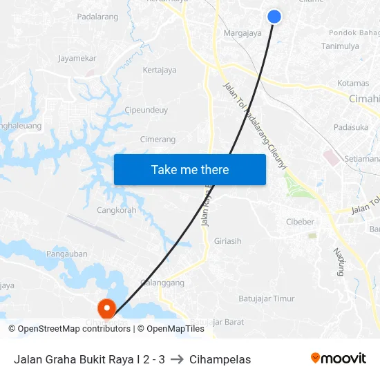 Jalan Graha Bukit Raya I 2 - 3 to Cihampelas map