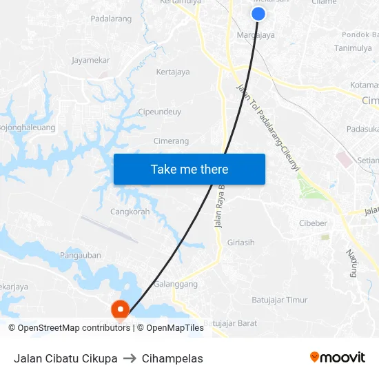 Jalan Cibatu Cikupa to Cihampelas map