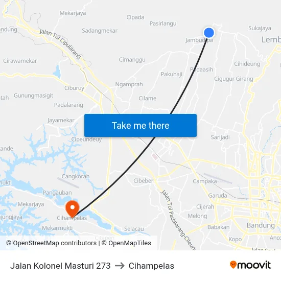 Jalan Kolonel Masturi 273 to Cihampelas map
