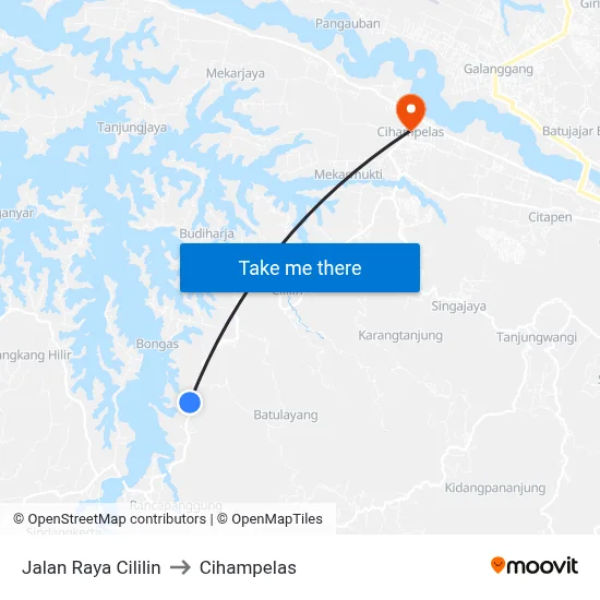 Jalan Raya Cililin to Cihampelas map