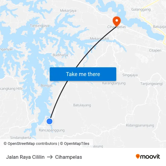 Jalan Raya Cililin to Cihampelas map