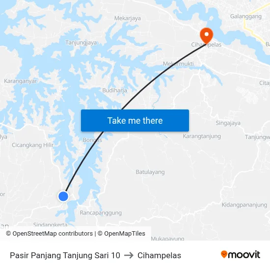Pasir Panjang Tanjung Sari 10 to Cihampelas map