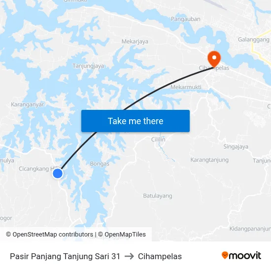 Pasir Panjang Tanjung Sari 31 to Cihampelas map