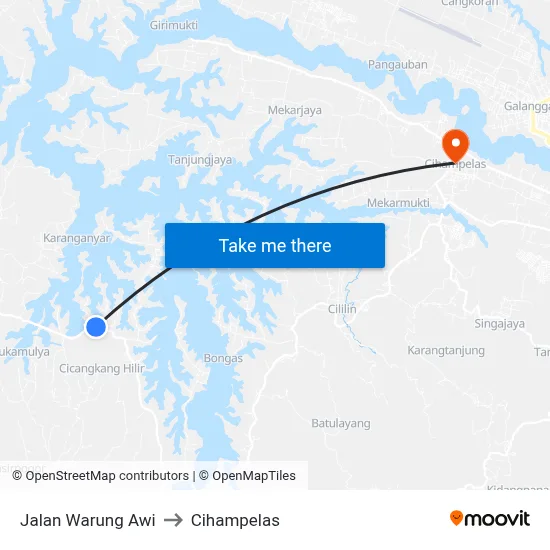 Jalan Warung Awi to Cihampelas map