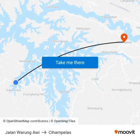 Jalan Warung Awi to Cihampelas map