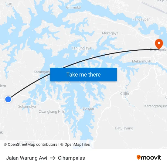 Jalan Warung Awi to Cihampelas map