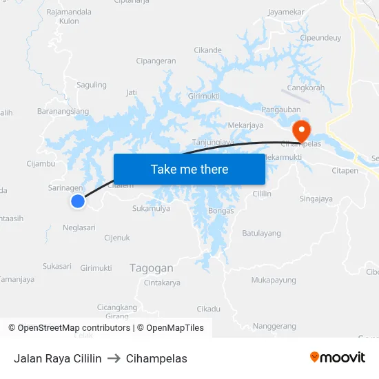 Jalan Raya Cililin to Cihampelas map
