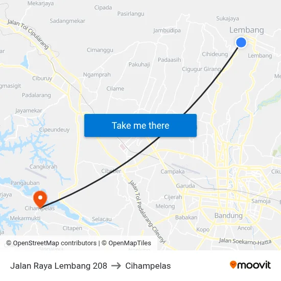 Jalan Raya Lembang 208 to Cihampelas map