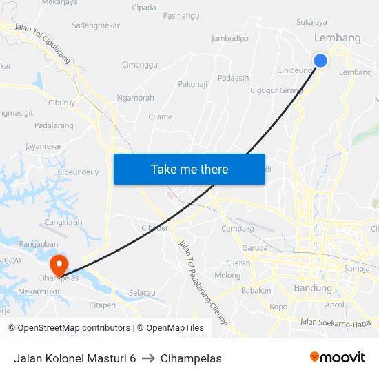 Jalan Kolonel Masturi 6 to Cihampelas map