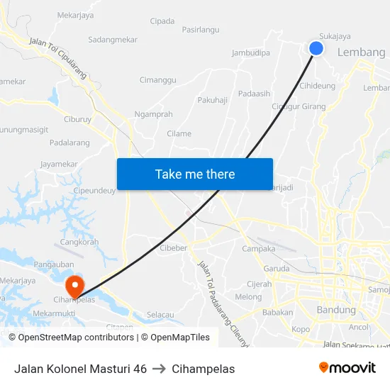 Jalan Kolonel Masturi 46 to Cihampelas map