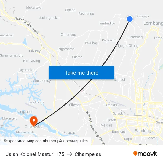 Jalan Kolonel Masturi 175 to Cihampelas map
