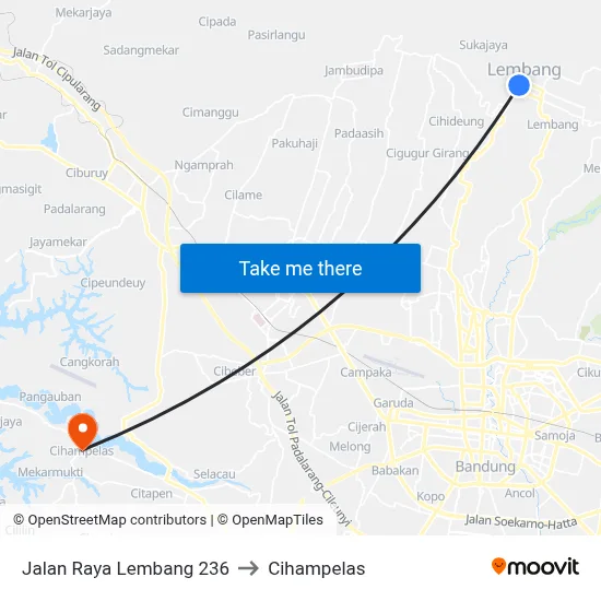Jalan Raya Lembang 236 to Cihampelas map