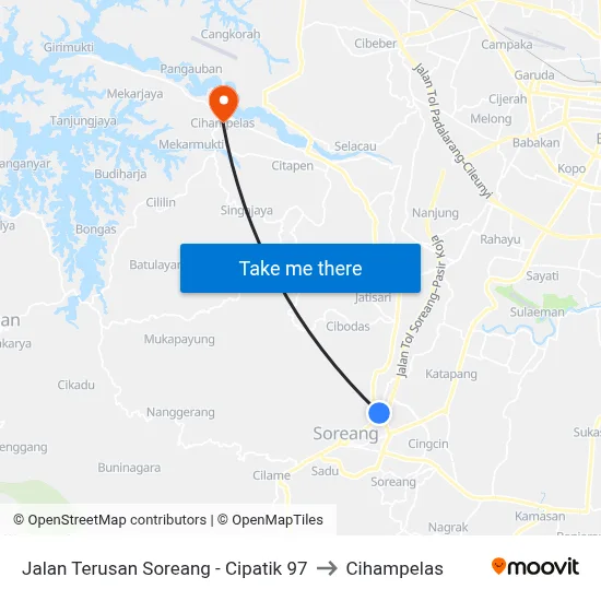 Jalan Terusan Soreang - Cipatik 97 to Cihampelas map