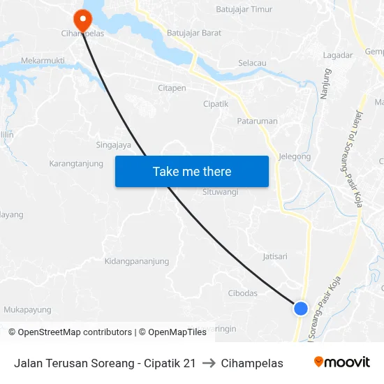 Jalan Terusan Soreang - Cipatik 21 to Cihampelas map