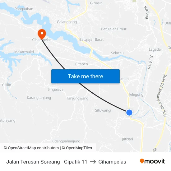 Jalan Terusan Soreang - Cipatik 11 to Cihampelas map